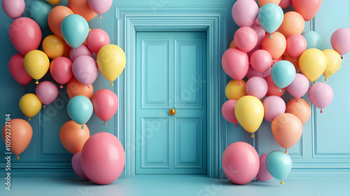 Pastel Balloons 3D Render Illustration