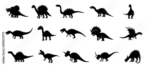 Vector set of dinosaurs isolated on white background.
