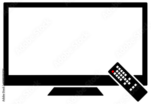 TV icon with remote control without background