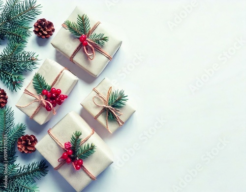 Minimalist Christmas Gift Wrapping with Natural Elements - 自然素材を使ったミニマルなクリスマスギフトラッピング