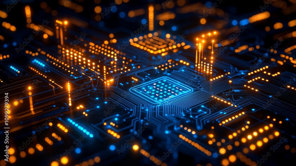Fototapeta premium Futuristic Circuitry Visual with Illuminated Details