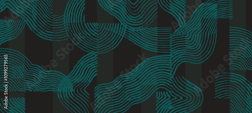 Japanese abstract simple hand drawn ink brush line pattern, crafted minimal graphic, weaving, basketry, wood carving, wood block style, experimental curve lines, shapes and weights combination
