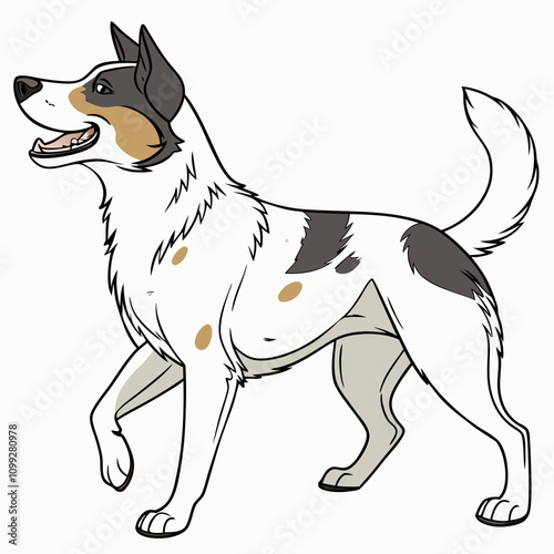  Cute and charming Australian Cattle Dog vector artwork, perfect for pet-inspired designs, prints, and creative projects.