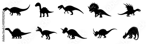 Vector set of dinosaurs isolated on white background.