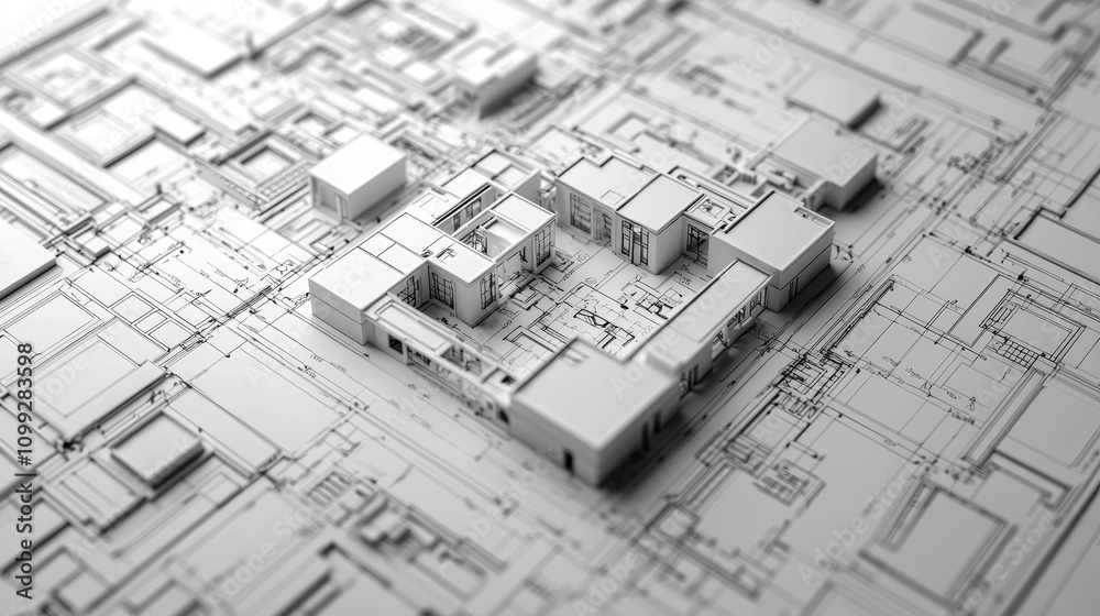 Fototapeta premium Detailed Blueprint for Modern Home Construction Design