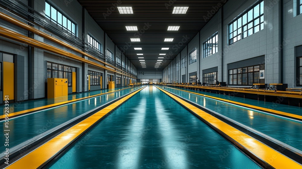 Fototapeta premium Modern PCB Manufacturing Line Interior