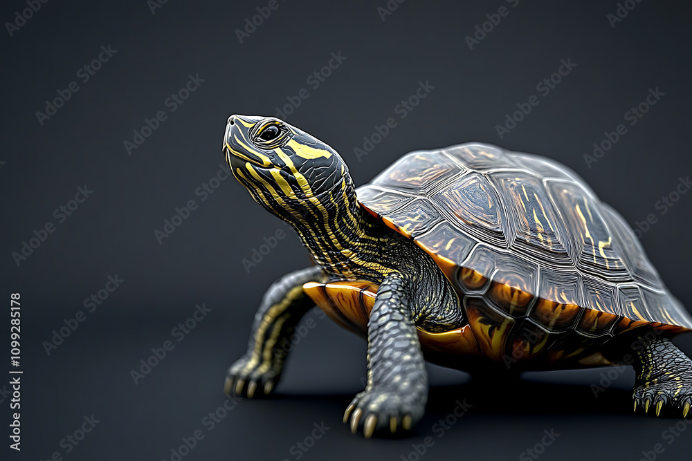 Obraz premium A realistic turtle figurine showcasing intricate details and vibrant colors.