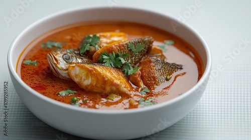 Wallpaper Mural A vibrant bowl of spicy curry topped with fresh herbs, showcasing a mouthwatering dish perfect for food enthusiasts. Torontodigital.ca