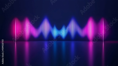 Voice and speech projection communication concept. Vibrant audio waveform in pink and blue against a dark background.