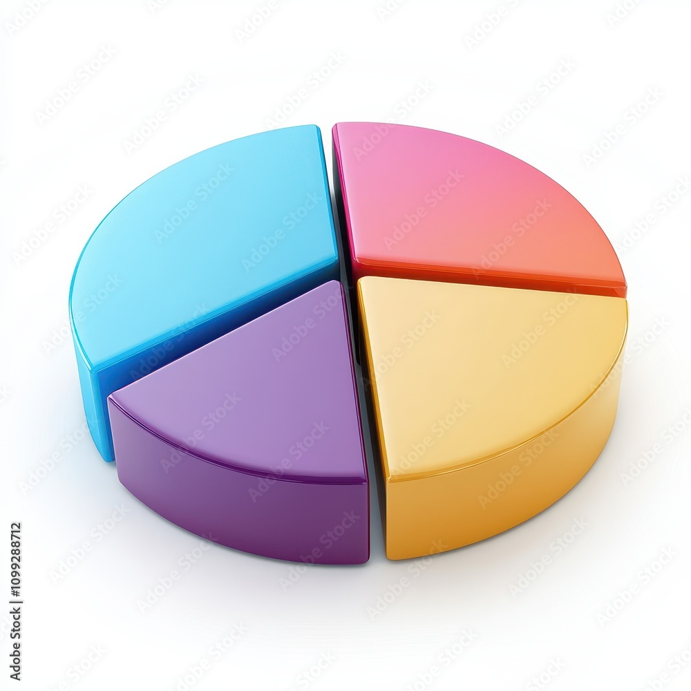 Obraz premium A colorful pie chart divided into four segments, representing data visualization.