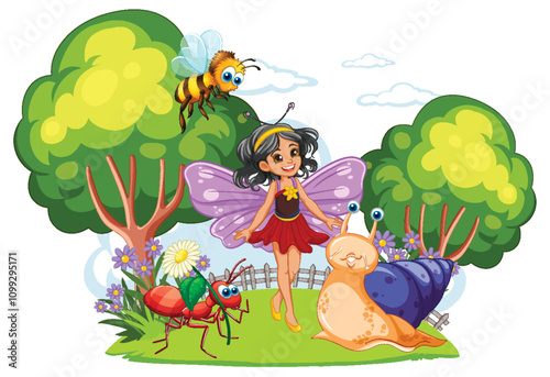 Fairy and Friends in the Garden