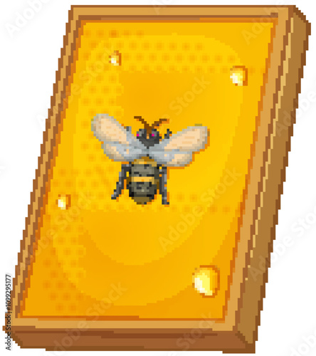 Honeybee on Honeycomb Illustration