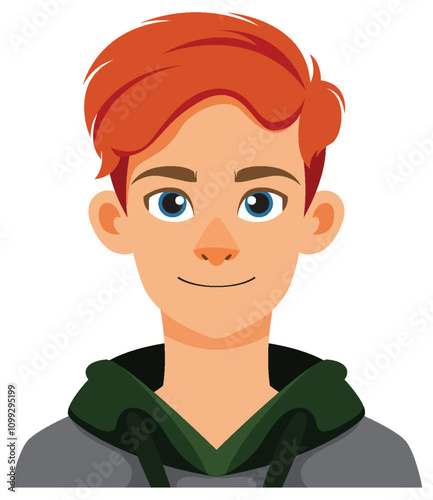 Smiling Red-Haired Boy Illustration