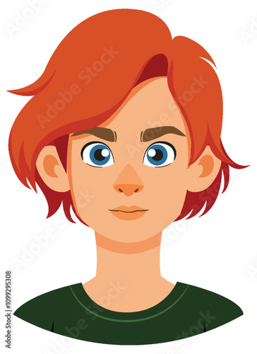 Red-Haired Boy Vector Illustration