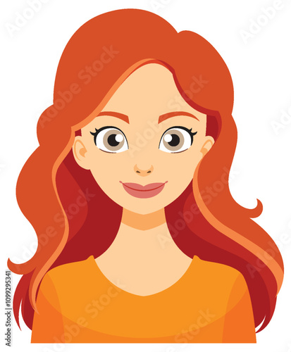 Smiling Woman with Long Red Hair