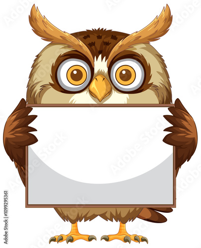 Owl Holding a Blank Sign