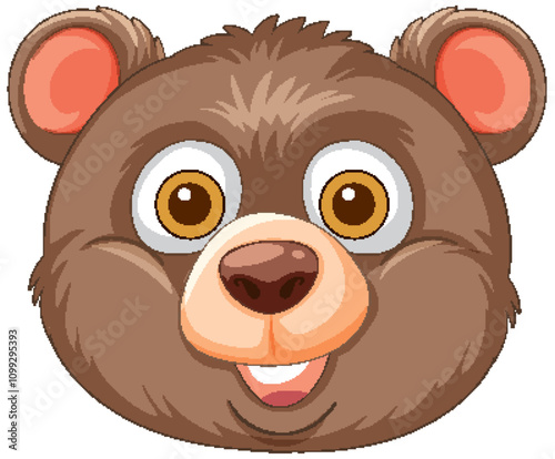 Cute Bear Cartoon Face Illustration