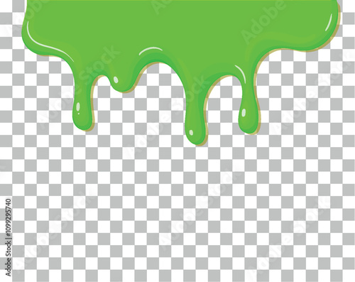 Green Slime Dripping on Transparent Background