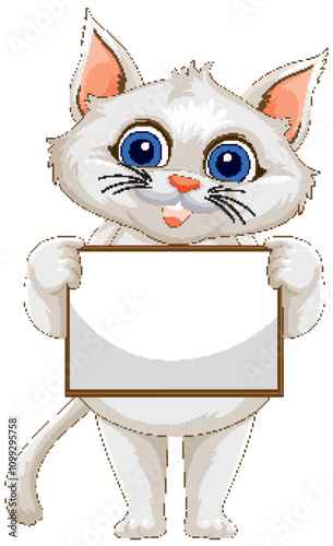 Cute Cat Holding a Blank Sign