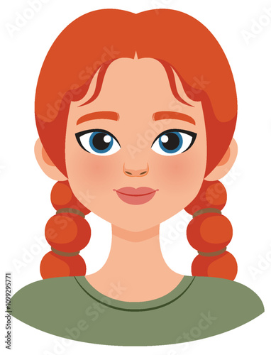 Red-Haired Girl with Pigtails
