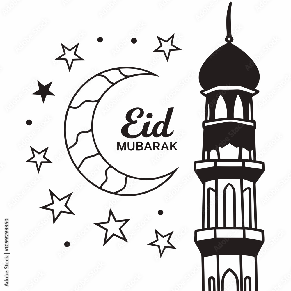 Naklejka premium Eid Mubarak illustrations vector art isolated white background