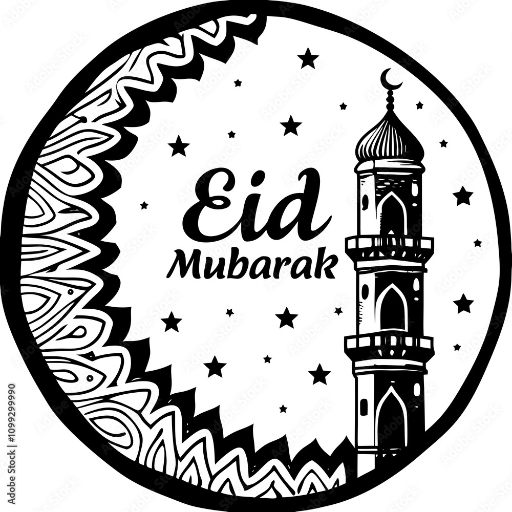 Obraz premium Eid Mubarak illustrations vector art isolated white background