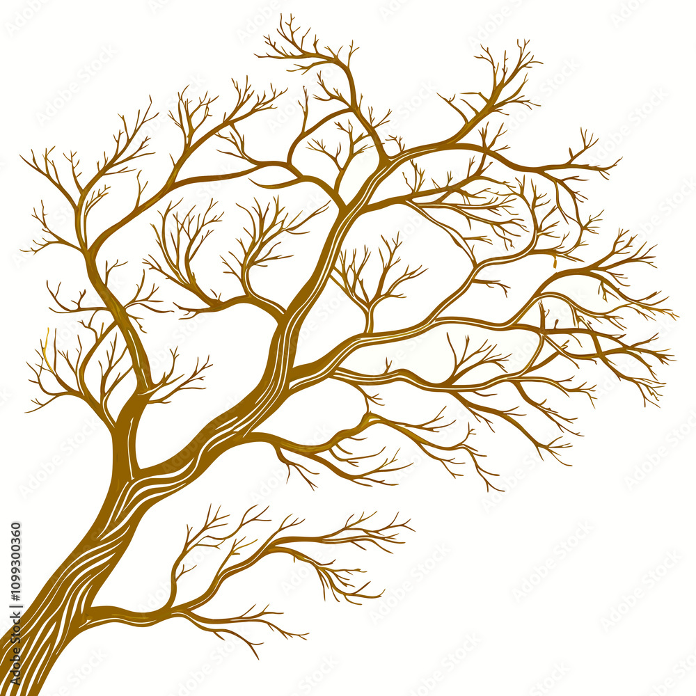 Obraz premium Floral branch vector illustration featuring delicate flowers and leaves in a harmonious design.