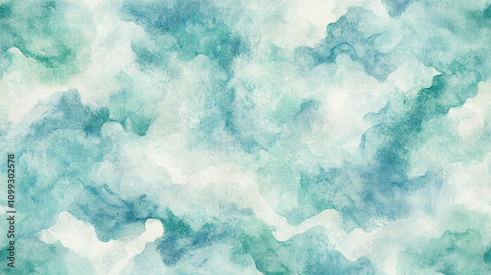 Obraz premium Delicate watercolor patterns in shades of blue-green