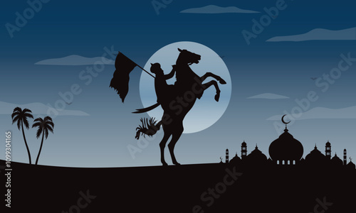 Muslim Warriors With Horse Artistic Design