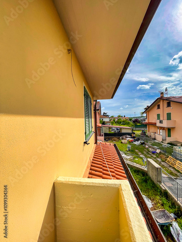 Residential Property Undergoing Full Renovation with Work in Progress at New House. Exterior view photo