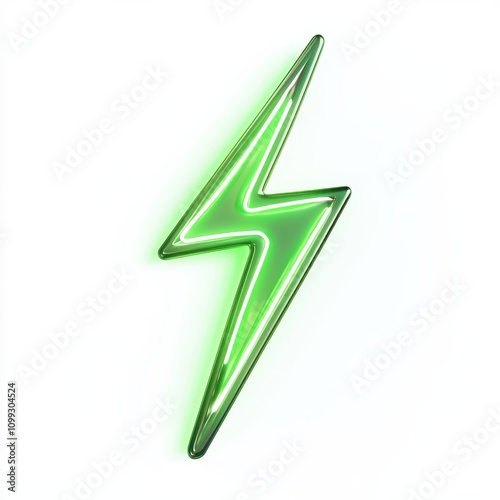 A green neon lightning bolt symbol, representing energy or electricity.