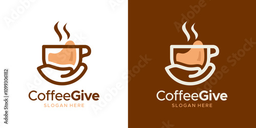 Coffee design logo with hand design vector icon