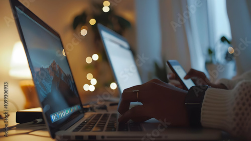 Evening Laptop Work Illustration