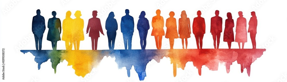 Obraz premium Dynamic Watercolor Art Representing Justice and Non-Discrimination in Society