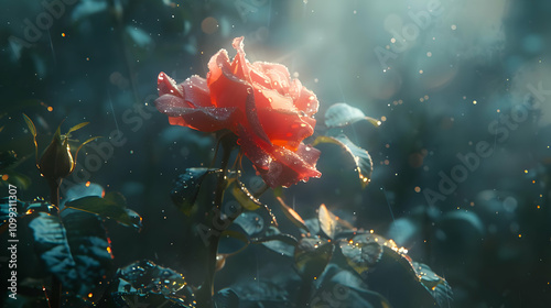 Rain-Kissed Rose: A Stunning Illustration