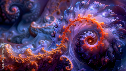 Abstract 3D Fractal Art: Spiraling Nebula
