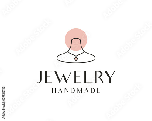 Necklace Jewelry Handmade Accessory Elegant Luxury Hand Drawn Style Vector Logo Design Illustration