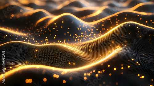 Golden Abstract 3D Background Waves