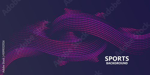Abstract colored background with futuristic purple wave dots. modern Vector background with dynamic waves. sports poster vector background template. Eps 10