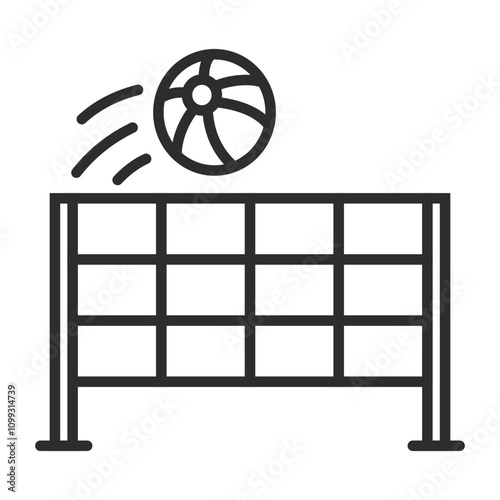 Volleyball icon, Summer game outline icon, editable vector illustration and transparent graphic element. Isolated on white background
