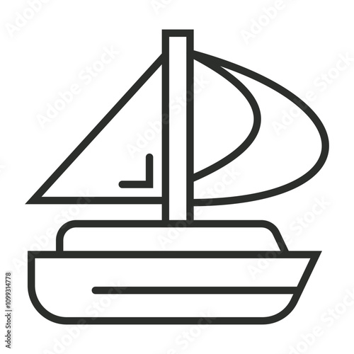 Sailing icon, Summer game outline icon, editable vector illustration and transparent graphic element. Isolated on white background