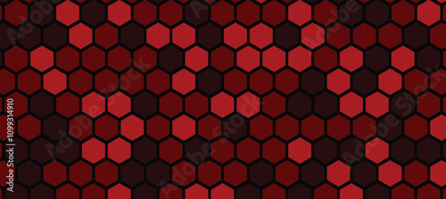 Red Honeycomb Pattern with Dark Accents. hexagon geometric background.