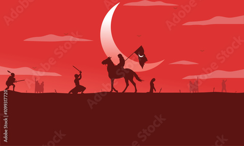 Muslim warrior conquer war Illustration