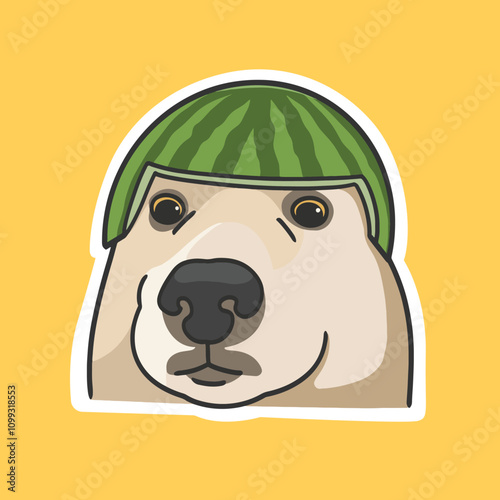 Watermelon Dog Meme Sticker T-shirt Vector Cute Illustration