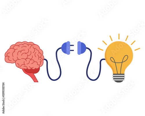 connect plug in brain and light bulb business success creativity idea brainstorming