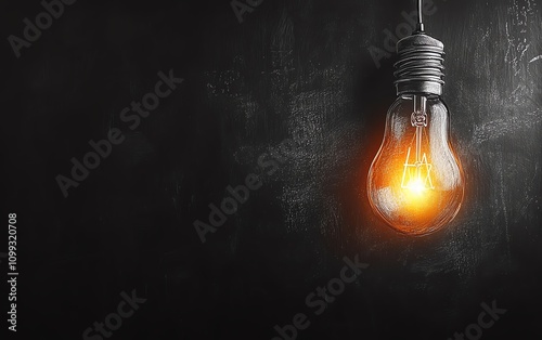 Chalkdrawn lightbulbs on a blackboard photo