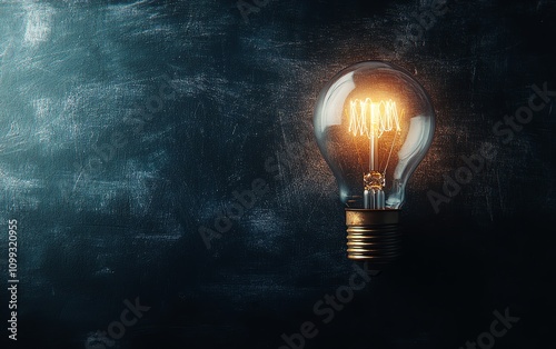 Chalkdrawn lightbulbs on a blackboard photo