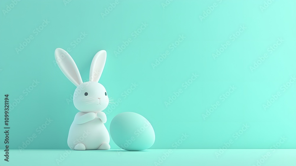 Obraz premium 3D Render of Bunny with Easter Egg