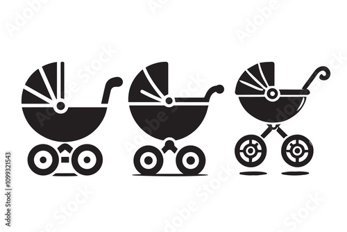 Baby carriage silhouette illustration