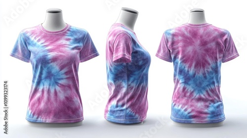 Tie-Dye T-shirt Mockup on Mannequin. Generative AI